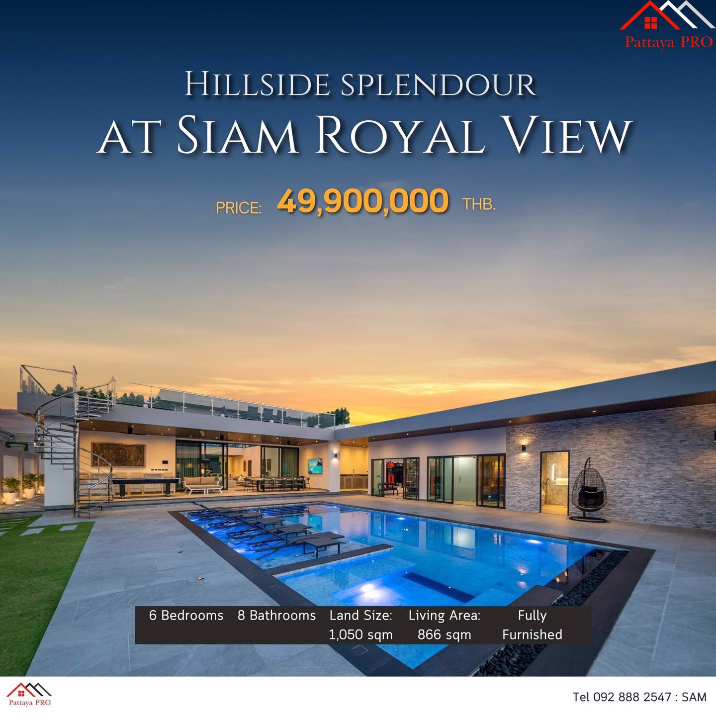 Contemporary modern luxury pool villa with full-function living space,