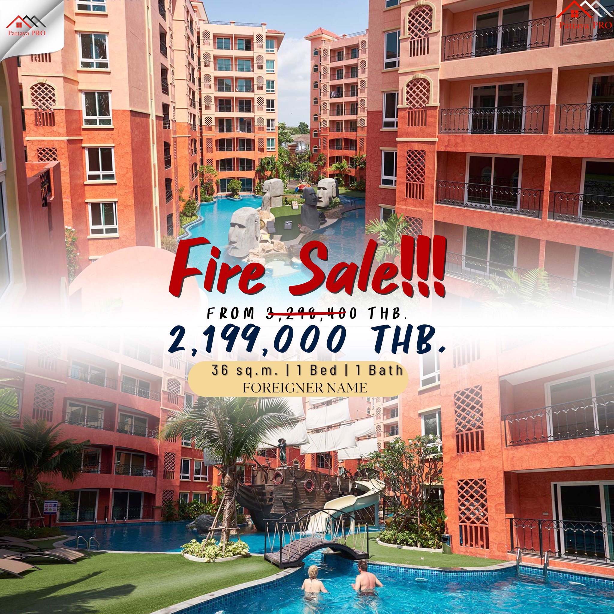 Seven Seas Jomtien🛌 1 Bedroom | 36 SQM Only: 2,199,000 THB
