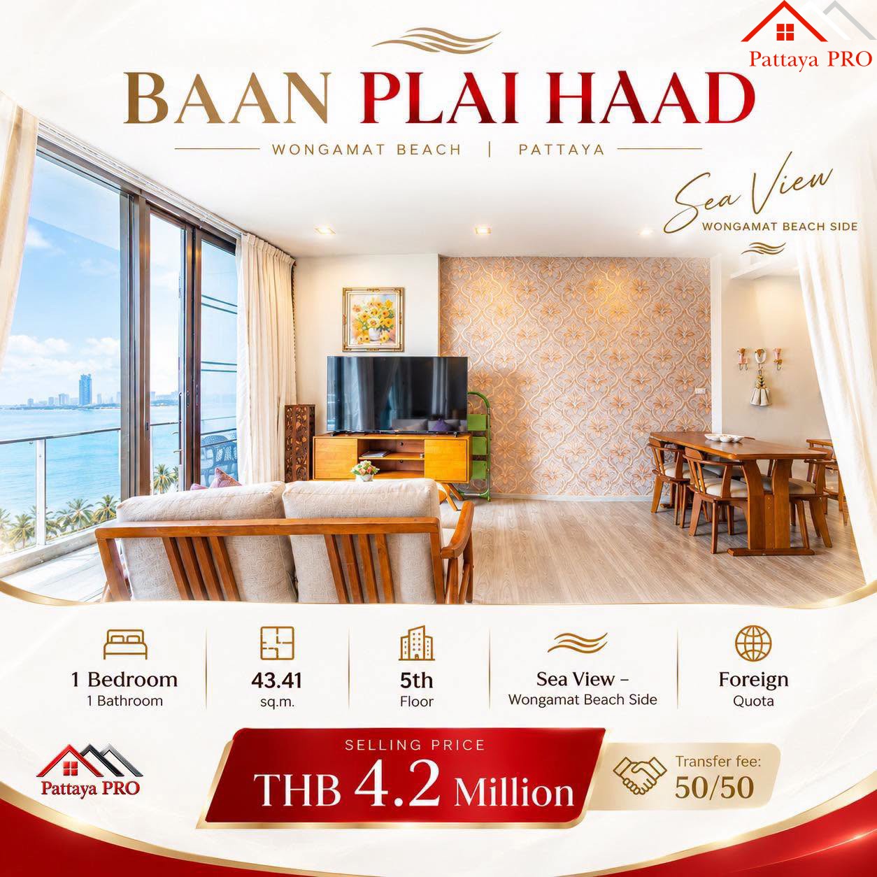 🌊 BEACHFRONT CONDO FOR SALE BAAN PLAI HAAD✨ Wongamat Beach Sea View- Foreign Quota