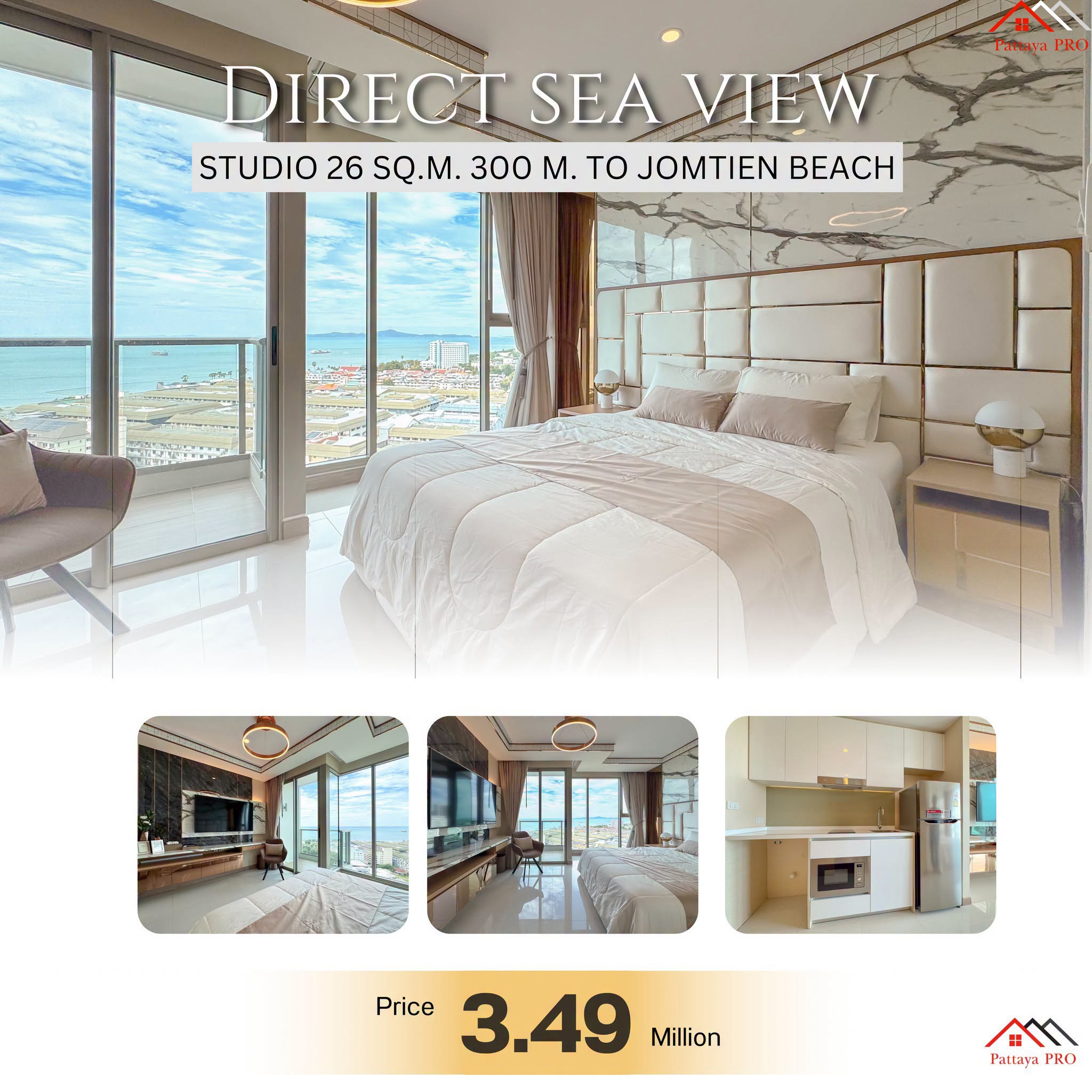 Luxury Condo with Stunning Sea View + Koh Larn View 🌴 Studio | 26 SQ.M. | Only 3.49 MB